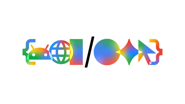 画像には、カラフルな抽象デザインと Google I/O 2026 のロゴが表示されています。